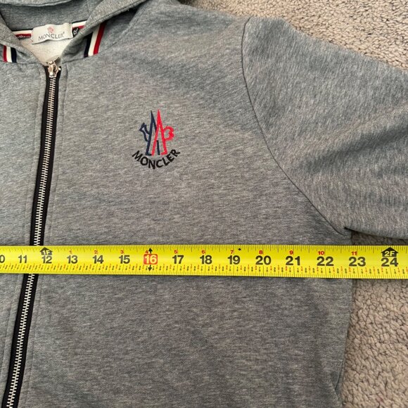 Moncler Mens Track Jacket Hooded Full Zip Sz 4XL Gray Tricolor Stripe Trim - Picture 4 of 11